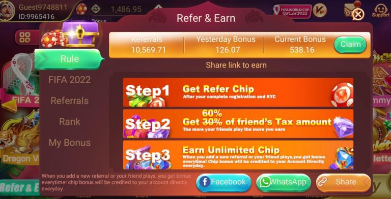 Refer And Earn lucky rummy