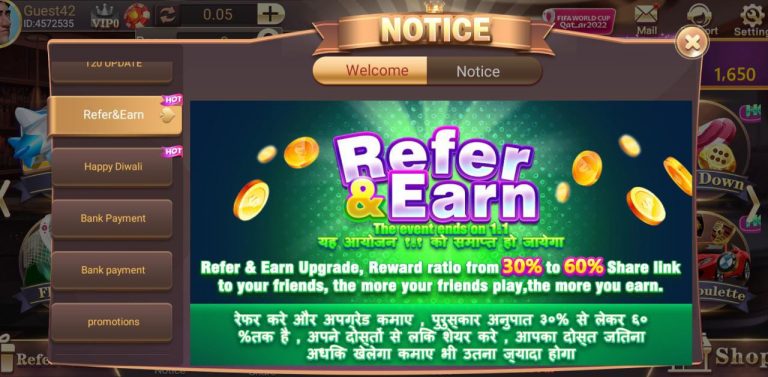 Refer And Earn Teen Patti Rich app