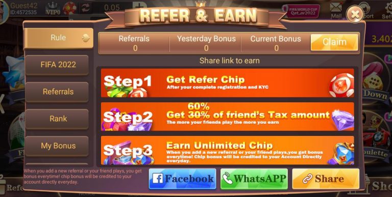 Refer And Earn Teen Patti Rich app