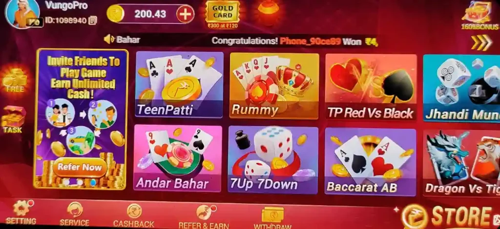 More Games Available in Teen Patti live app